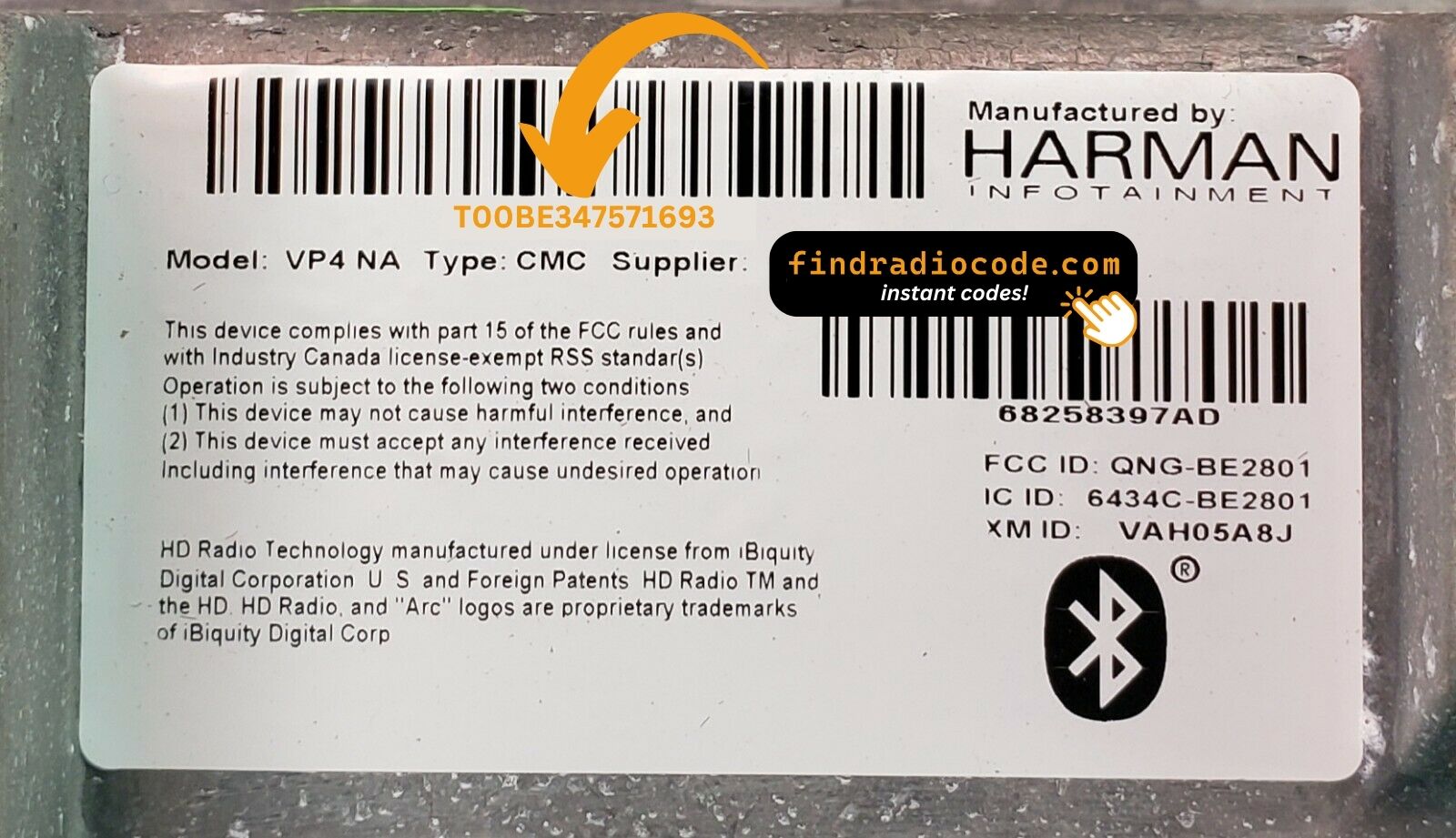 Jeep Commander radio serial number label location